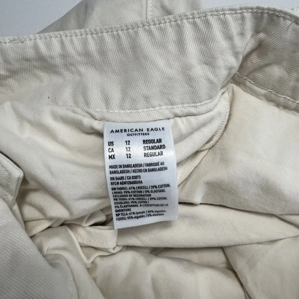 American Eagle Bubble Mini Skort Skirt Cream Beige High Rise Size 12 Lined